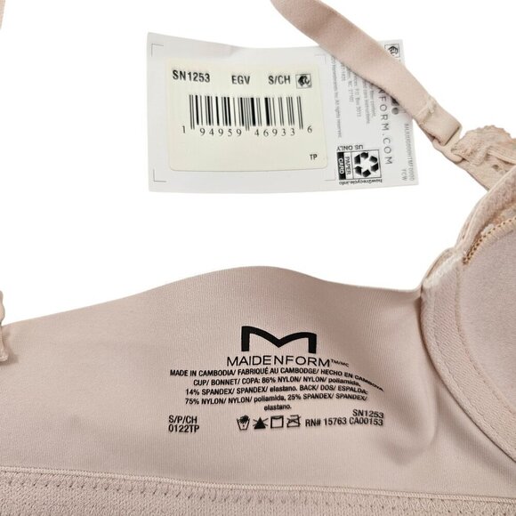 Maidenform Comfort Crush Pretty Lace Wireless Pink Bra – Small/Medium NWT - Picture 14 of 16